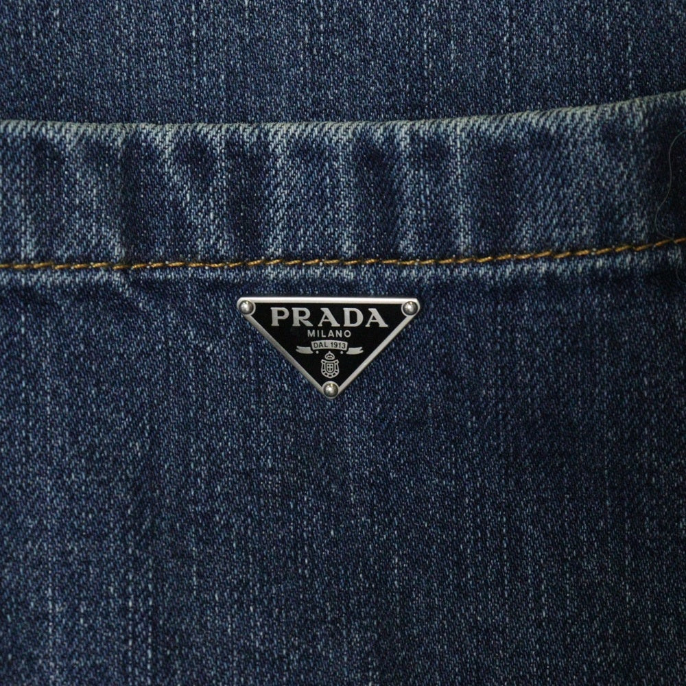 PRADA(プラダ) Denim Shirt トライアングルロゴ 半袖デニムシャツ インディゴ GEC067 S212 14EF
