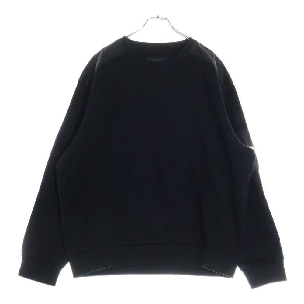 PRADA(プラダ) Re Nylon Sweatshirt ナイロン切替 クルーネックスウェットトレーナー ブラック UJL03C S000 11JE