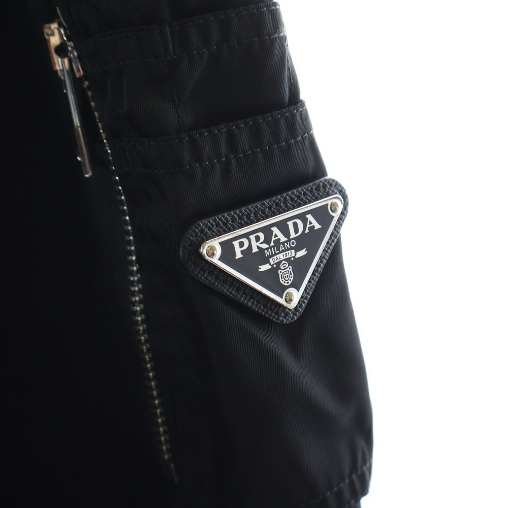 PRADA(プラダ) Re Nylon Sweatshirt ナイロン切替 クルーネックスウェットトレーナー ブラック UJL03C S000 11JE