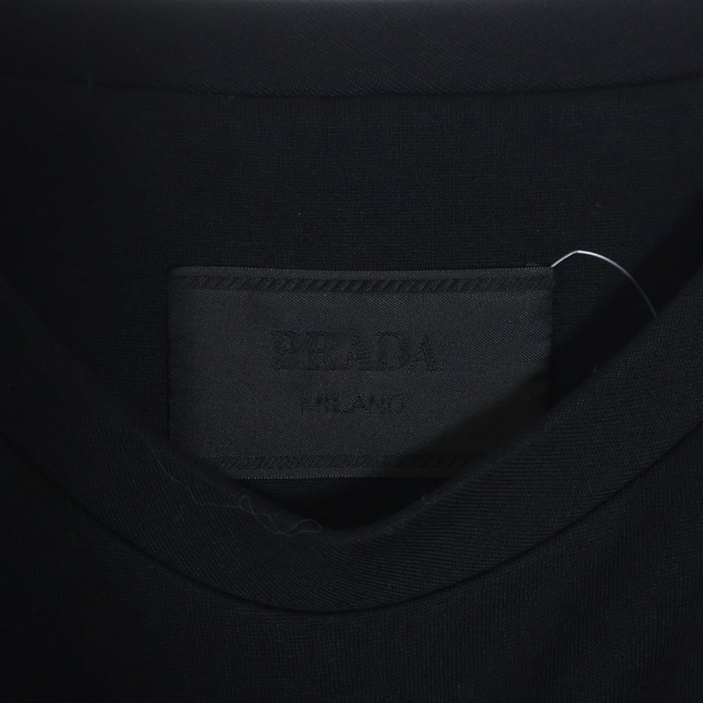 PRADA(プラダ) Re Nylon Sweatshirt ナイロン切替 クルーネックスウェットトレーナー ブラック UJL03C S000 11JE