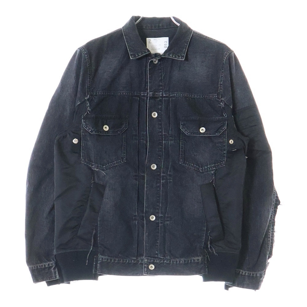 Sacai(サカイ) Denim x Nylon Twill Jacket ナイロン切替 デニムジャケット グレー SCM-053