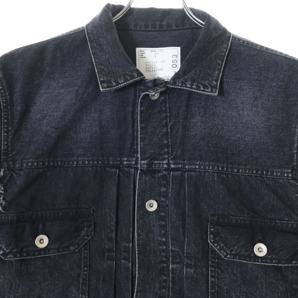 Sacai(サカイ) Denim x Nylon Twill Jacket ナイロン切替 デニムジャケット グレー SCM-053