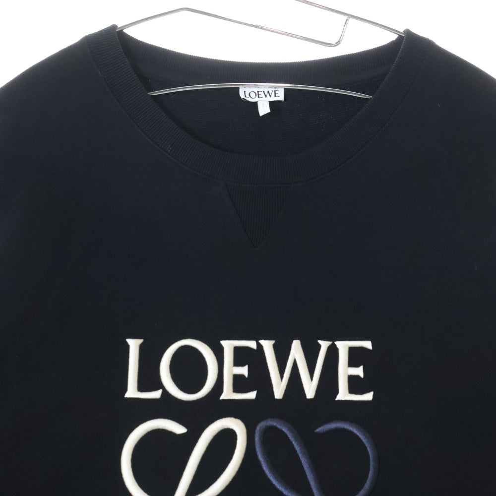 LOEWE(ロエベ) Sweatshirt アナグラム ロゴ刺繍 クルーネックスウェットトレーナー ブラック H526Y24J07