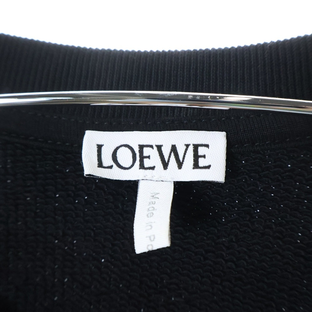 LOEWE(ロエベ) Sweatshirt アナグラム ロゴ刺繍 クルーネックスウェットトレーナー ブラック H526Y24J07