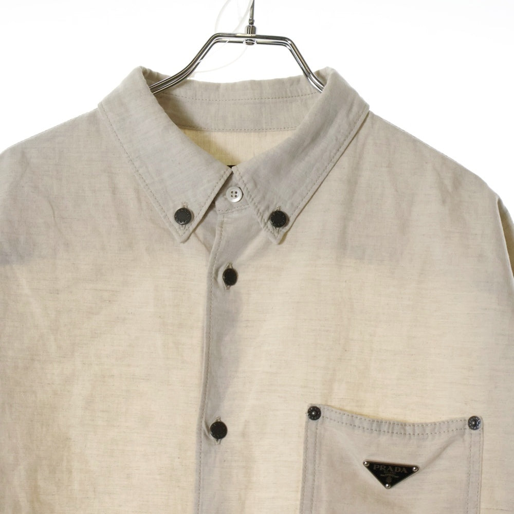 PRADA(プラダ) Chambray Shirt トライアングルロゴ シャンブレーシャツ 長袖シャツ アイボリー GEC105 S000 14J2