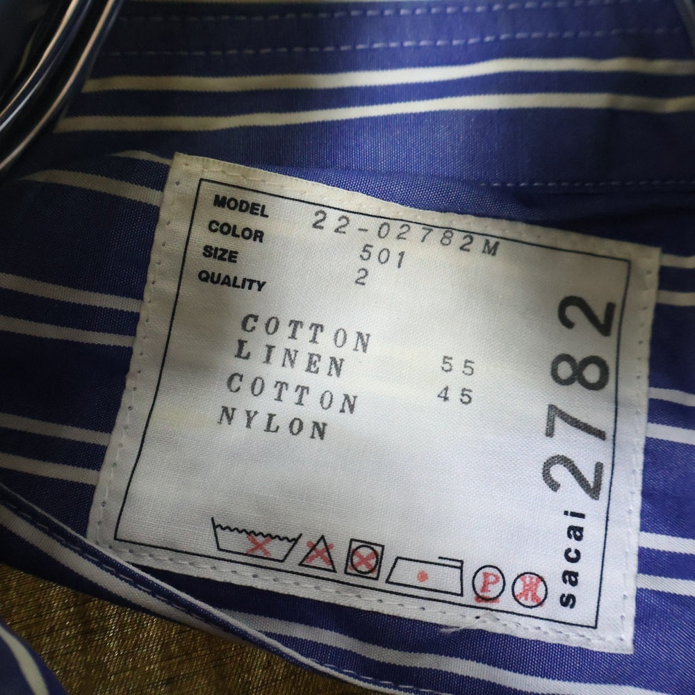 Sacai(サカイ) 22AW Fabric Combo Shirts ファブリックコンボシャツ レイヤード 長袖シャツ カーキ 22-02782M