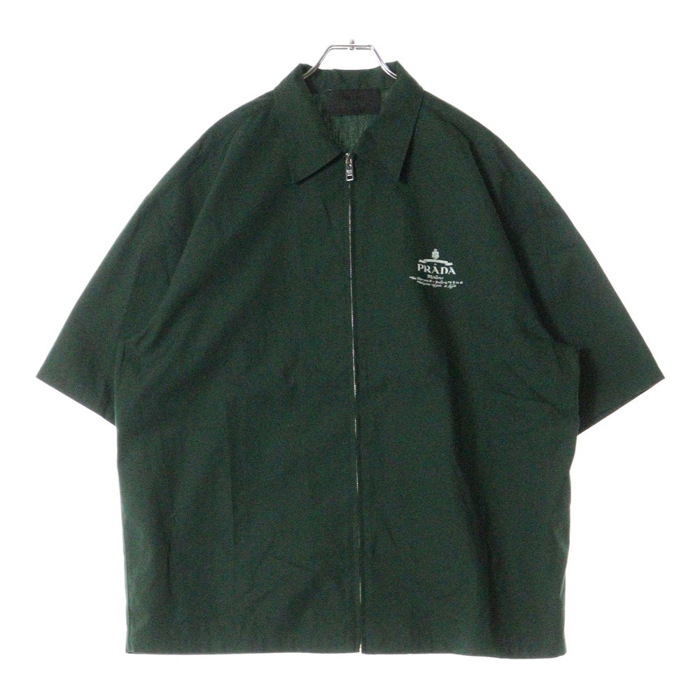 PRADA(プラダ) Zip Shirt テクニカルコットン ジップアップ半袖シャツ グリーン SG781 S000 1480