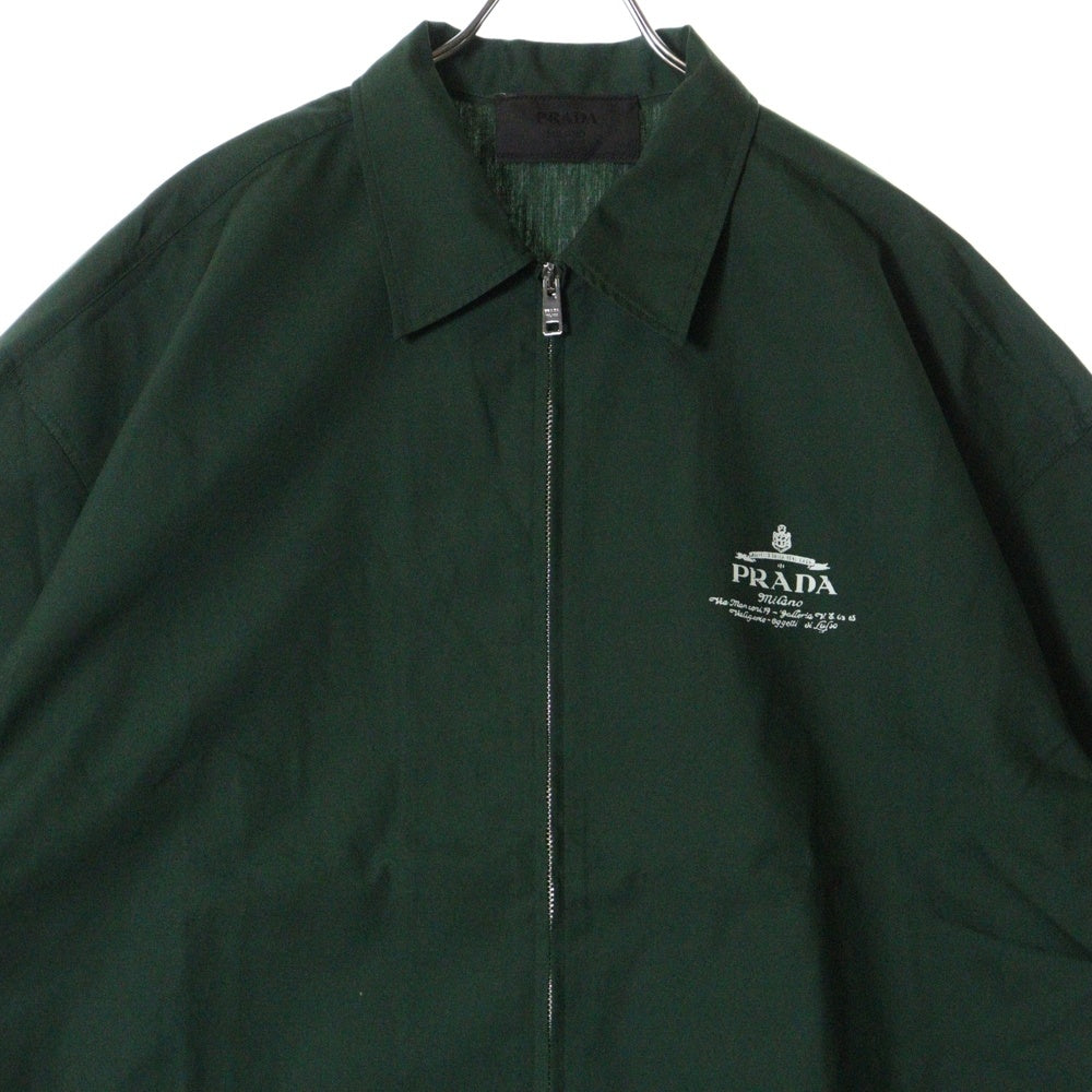 PRADA(プラダ) Zip Shirt テクニカルコットン ジップアップ半袖シャツ グリーン SG781 S000 1480