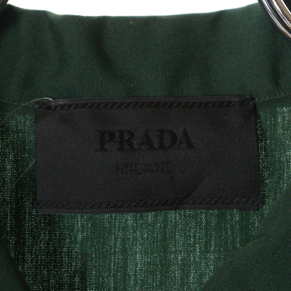 PRADA(プラダ) Zip Shirt テクニカルコットン ジップアップ半袖シャツ グリーン SG781 S000 1480