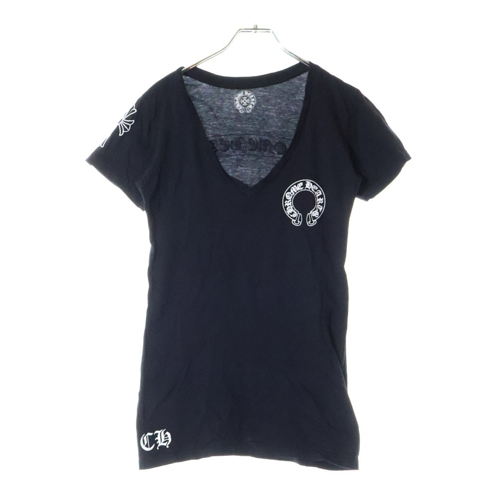 CHROME HEARTS(クロムハーツ) V NECK HOUSESHOE TEE ホースシュープリント 半袖Tシャツ カットソー ブラック