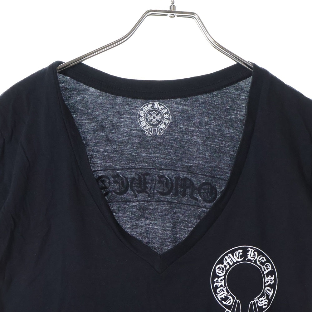 CHROME HEARTS(クロムハーツ) V NECK HOUSESHOE TEE ホースシュープリント 半袖Tシャツ カットソー ブラック