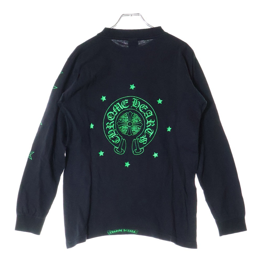 CHROME HEARTS(クロムハーツ) OLD CH T-SHRT オールド バックホースシュー袖スタープリント長袖カットソー ブラック/グリーン