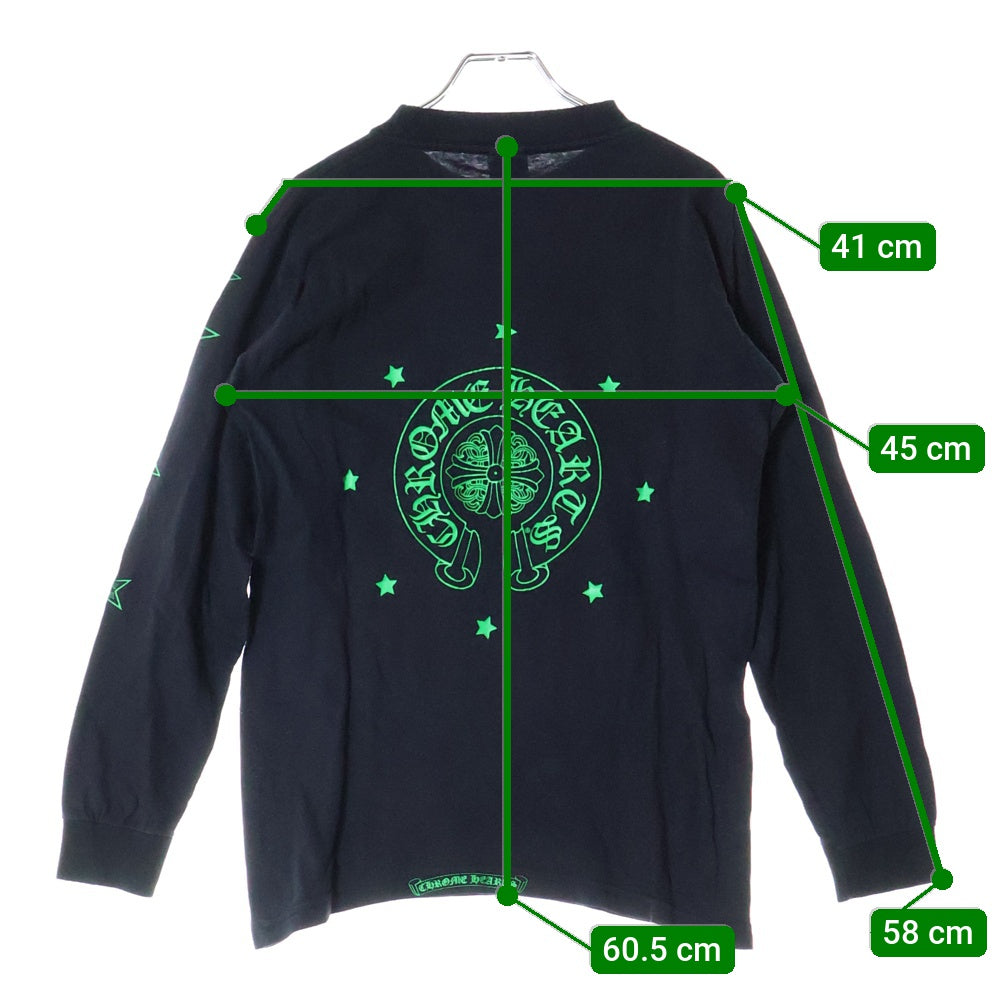 CHROME HEARTS(クロムハーツ) OLD CH T-SHRT オールド バックホースシュー袖スタープリント長袖カットソー ブラック/グリーン