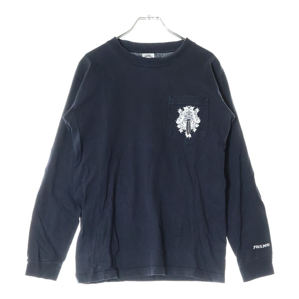 CHROME HEARTS(クロムハーツ) OLD DAGGER LOGO L/S Tee オールドモデル 袖フローラル ダガーロゴプリント長袖Tシャツ カットソー ブラック