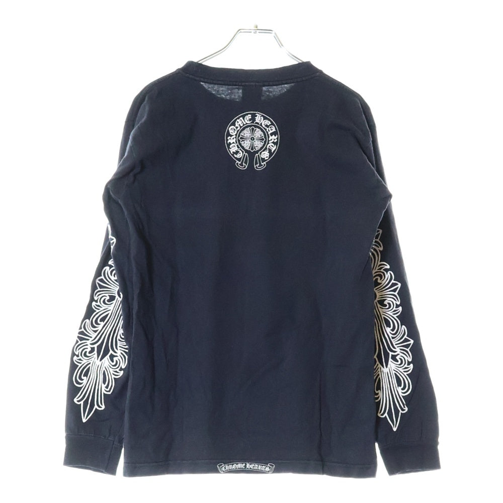CHROME HEARTS(クロムハーツ) OLD DAGGER LOGO L/S Tee オールドモデル 袖フローラル ダガーロゴプリント長袖Tシャツ カットソー ブラック