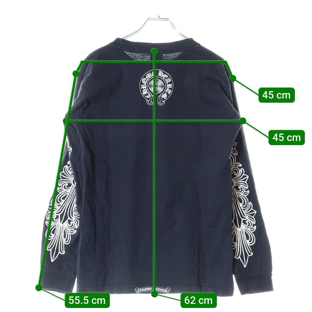 CHROME HEARTS(クロムハーツ) OLD DAGGER LOGO L/S Tee オールドモデル 袖フローラル ダガーロゴプリント長袖Tシャツ カットソー ブラック