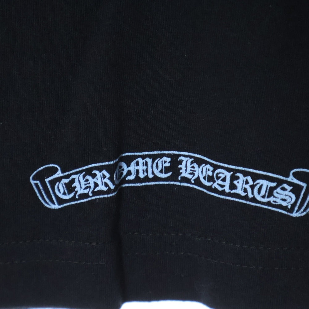 CHROME HEARTS(クロムハーツ) NECK LOGO CH CLS ネックロゴプリント 半袖Tシャツ カットソー ブラック/ブルー