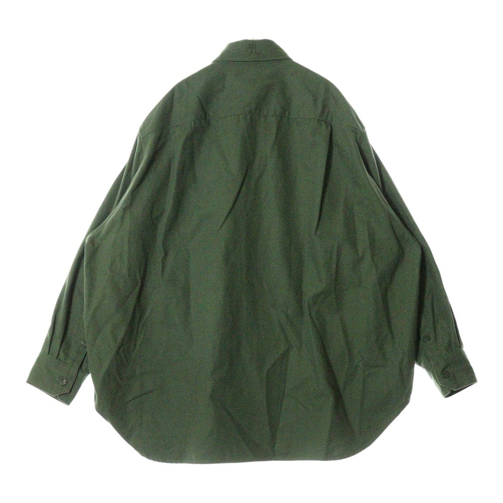 RAF SIMONS(ラフシモンズ) 22AWR PIN OVERSIZED DENIM SHIRT ロゴパッチ オーバーサイズ長袖シャツ グリーン 222-M243
