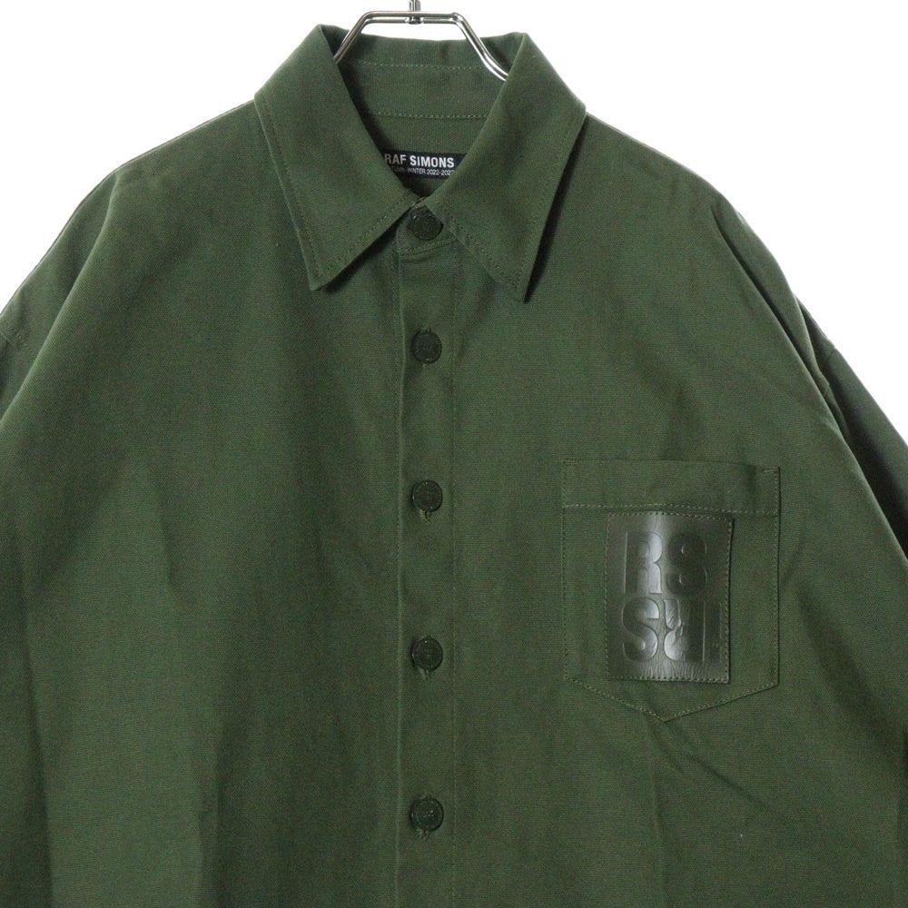 RAF SIMONS(ラフシモンズ) 22AWR PIN OVERSIZED DENIM SHIRT ロゴパッチ オーバーサイズ長袖シャツ グリーン 222-M243