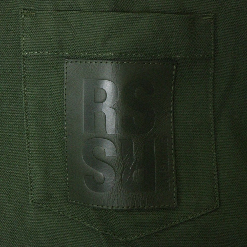 RAF SIMONS(ラフシモンズ) 22AWR PIN OVERSIZED DENIM SHIRT ロゴパッチ オーバーサイズ長袖シャツ グリーン 222-M243