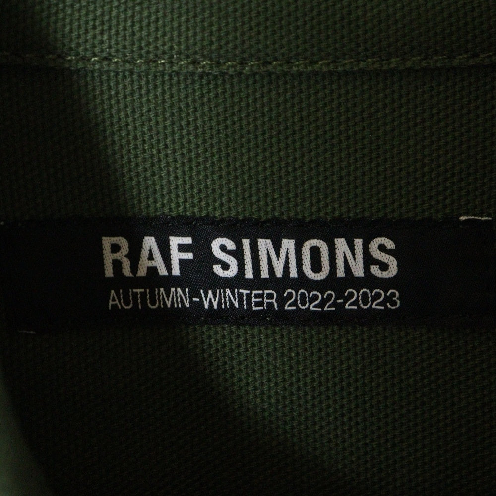RAF SIMONS(ラフシモンズ) 22AWR PIN OVERSIZED DENIM SHIRT ロゴパッチ オーバーサイズ長袖シャツ グリーン 222-M243