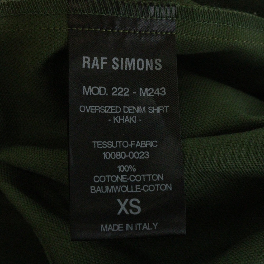 RAF SIMONS(ラフシモンズ) 22AWR PIN OVERSIZED DENIM SHIRT ロゴパッチ オーバーサイズ長袖シャツ グリーン 222-M243