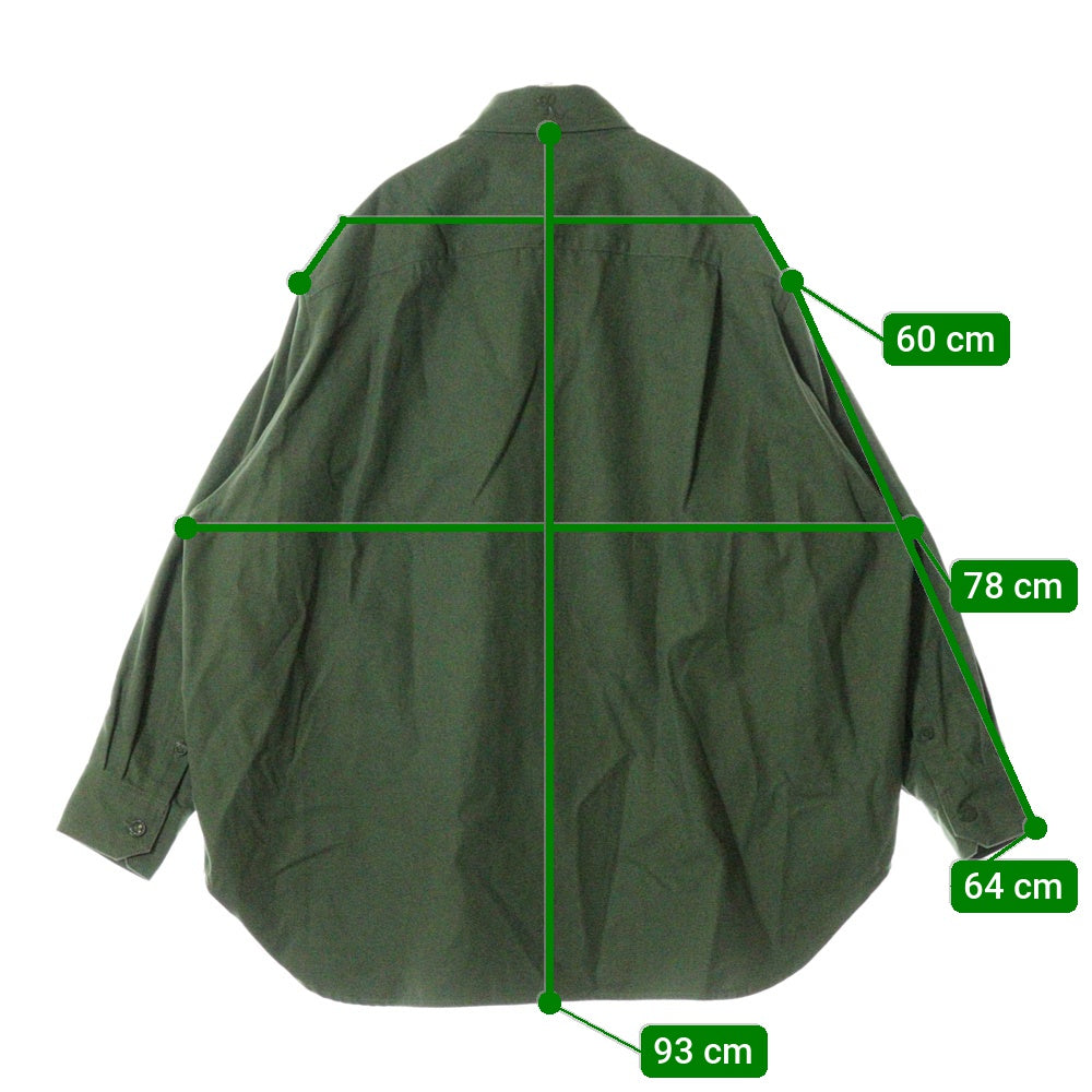 RAF SIMONS(ラフシモンズ) 22AWR PIN OVERSIZED DENIM SHIRT ロゴパッチ オーバーサイズ長袖シャツ グリーン 222-M243