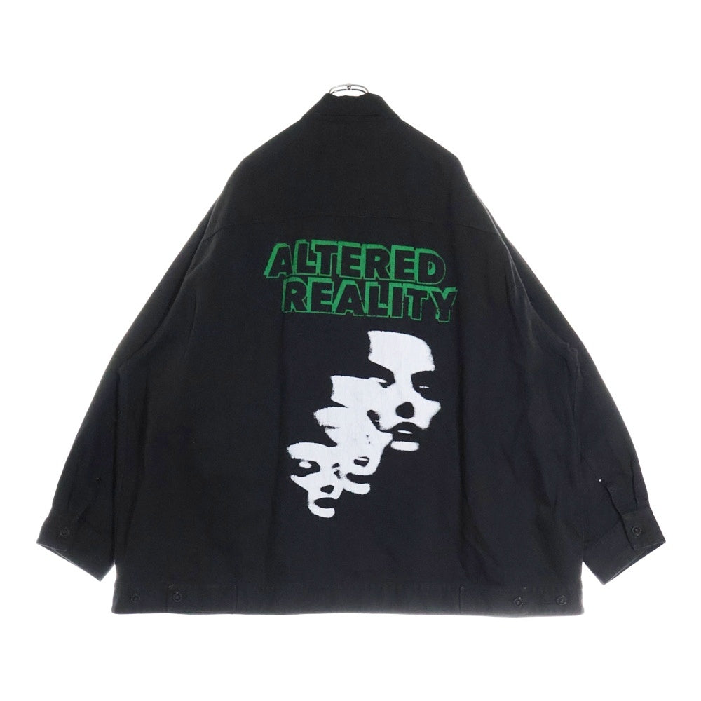 RAF SIMONS(ラフシモンズ) Denim jacket with leather patch ロゴパッチ バックペイントロゴ デニムジャケット ブラック 222-723