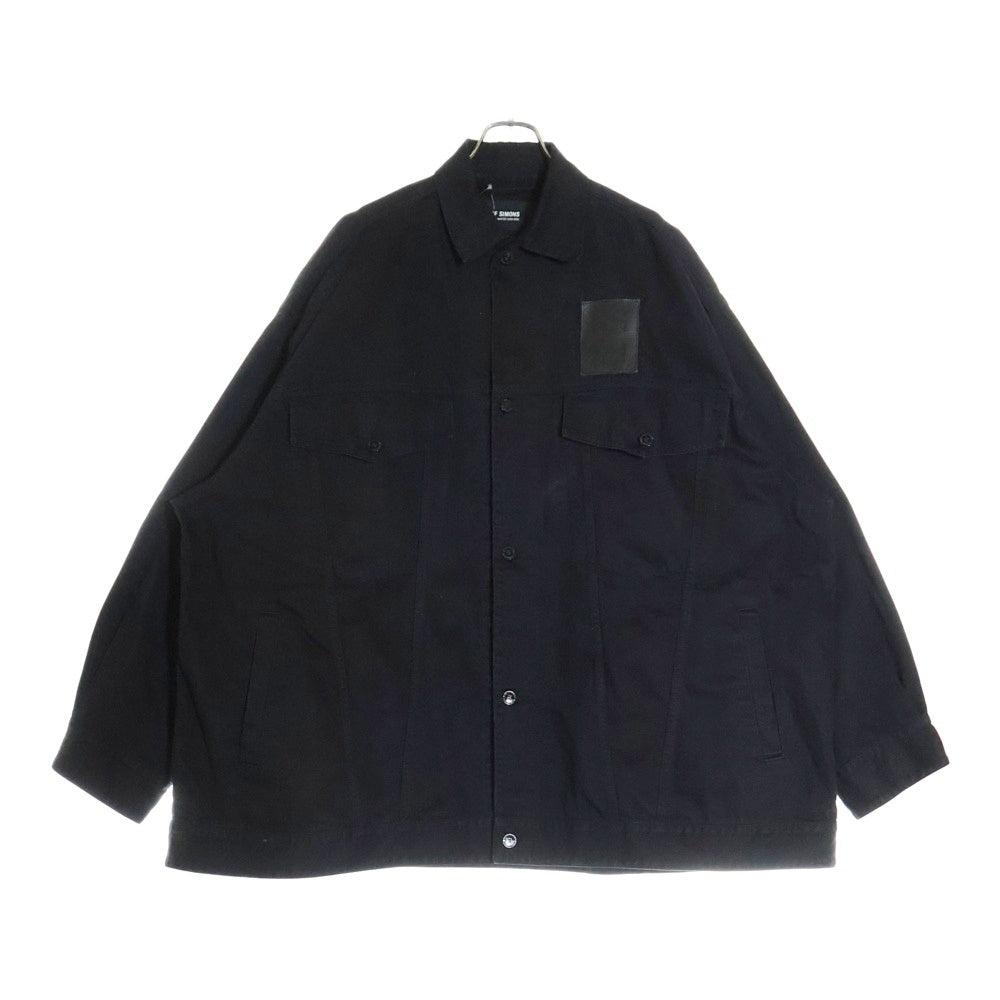 RAF SIMONS(ラフシモンズ) Denim jacket with leather patch ロゴパッチ バックペイントロゴ デニムジャケット ブラック 222-723