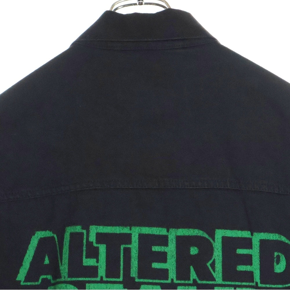 RAF SIMONS(ラフシモンズ) Denim jacket with leather patch ロゴパッチ バックペイントロゴ デニムジャケット ブラック 222-723