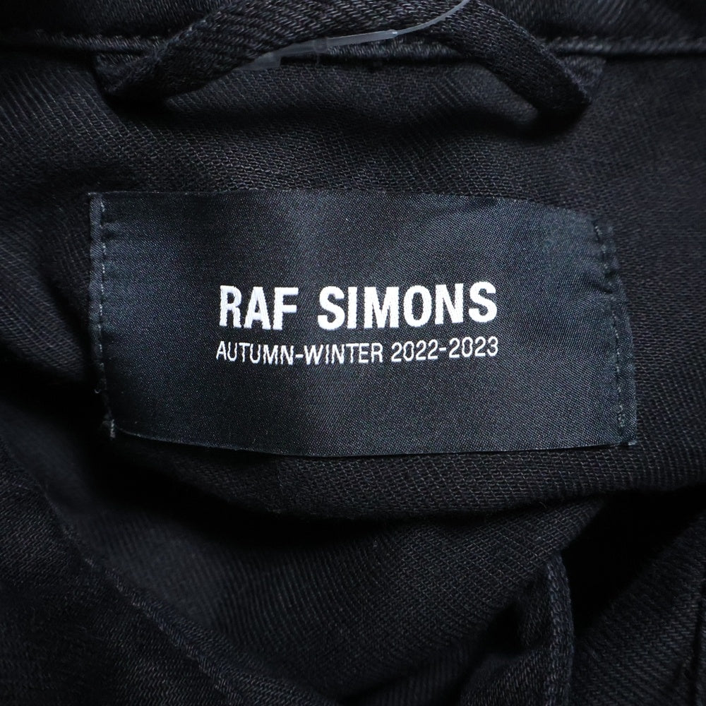 RAF SIMONS(ラフシモンズ) Denim jacket with leather patch ロゴパッチ バックペイントロゴ デニムジャケット ブラック 222-723