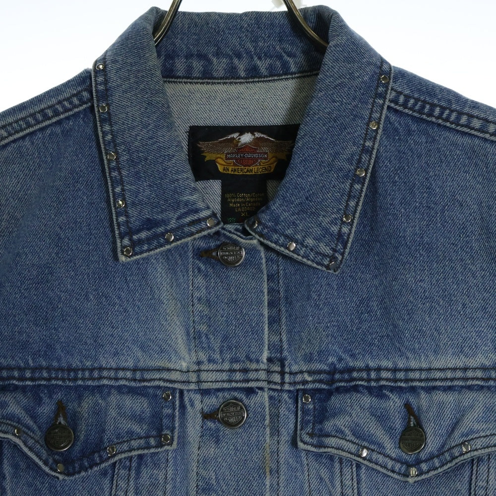 HARLEY DAVIDSON(ハーレーダビッドソン) バック刺繍 スタッズ装飾 デニムジャケット インディゴ