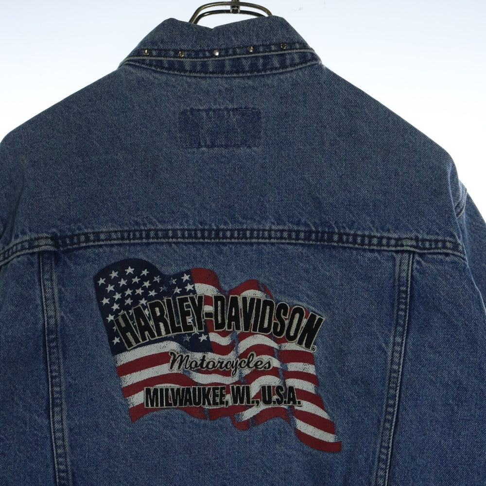 HARLEY DAVIDSON(ハーレーダビッドソン) バック刺繍 スタッズ装飾 デニムジャケット インディゴ
