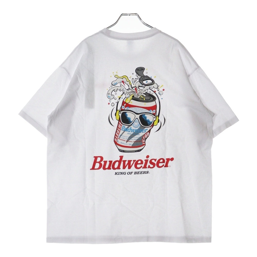 CHALLENGER(チャレンジャー) ×HAROSHI xBUDWEISER ×ハロシ ×バドワイザ- バックプリント 半袖Tシャツ カットソー ホワイト CLG BUD 025-003