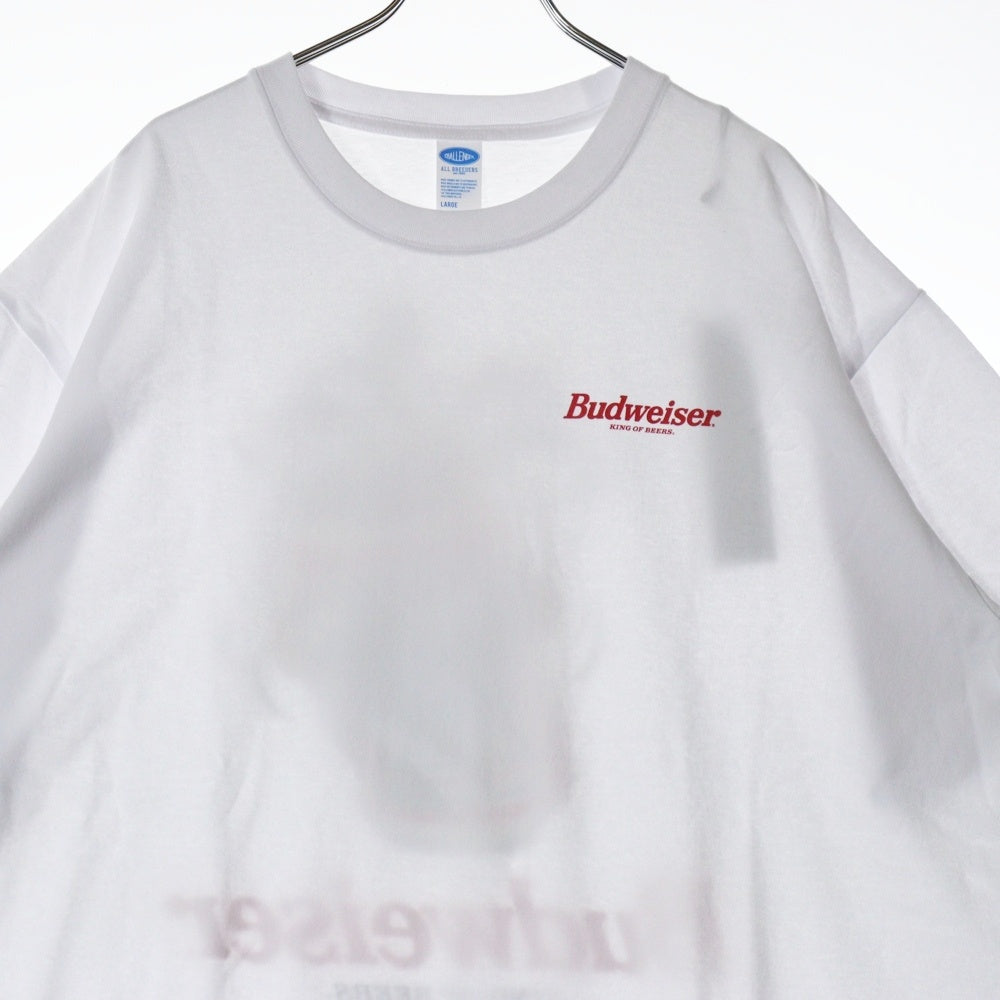 CHALLENGER(チャレンジャー) ×HAROSHI xBUDWEISER ×ハロシ ×バドワイザ- バックプリント 半袖Tシャツ カットソー ホワイト CLG BUD 025-003