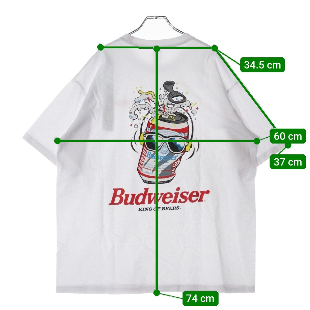 CHALLENGER(チャレンジャー) ×HAROSHI xBUDWEISER ×ハロシ ×バドワイザ- バックプリント 半袖Tシャツ カットソー ホワイト CLG BUD 025-003