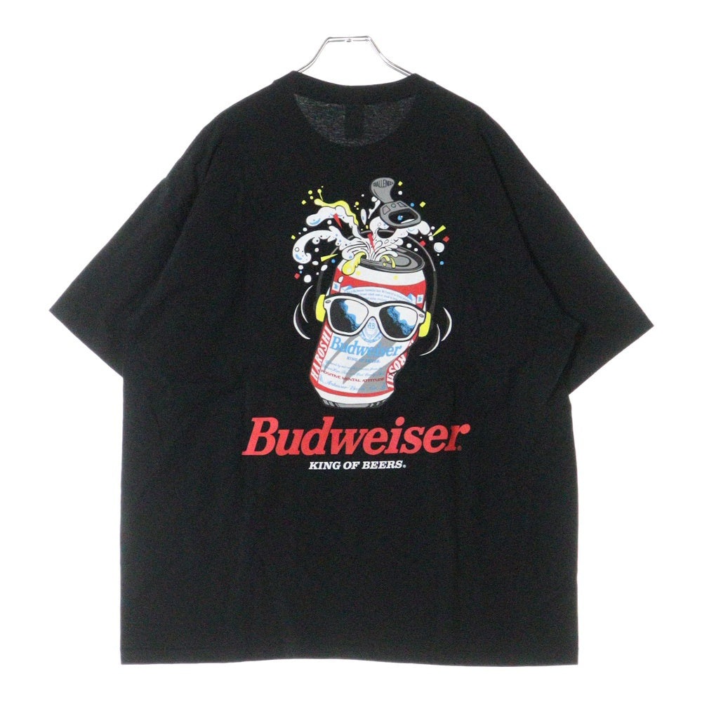 CHALLENGER(チャレンジャー) ×HAROSHI xBUDWEISER ×ハロシ ×バドワイザ- バックプリント 半袖Tシャツ カットソー ブラック CLG BUD 025-003