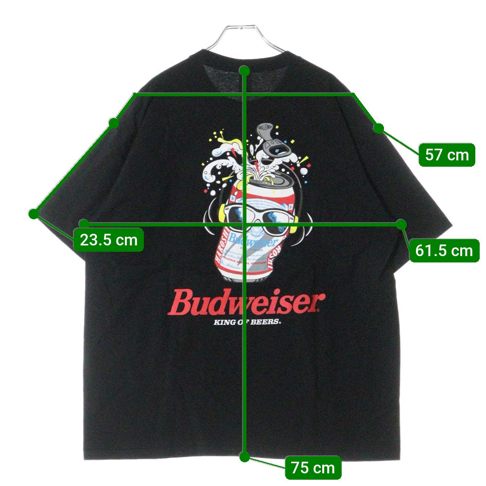 CHALLENGER(チャレンジャー) ×HAROSHI xBUDWEISER ×ハロシ ×バドワイザ- バックプリント 半袖Tシャツ カットソー ブラック CLG BUD 025-003