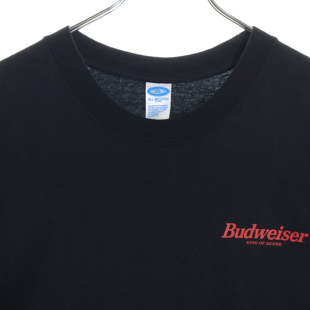 CHALLENGER(チャレンジャー) ×HAROSHI xBUDWEISER ×ハロシ ×バドワイザ- バックプリント 半袖Tシャツ カットソー ブラック CLG BUD 025-003
