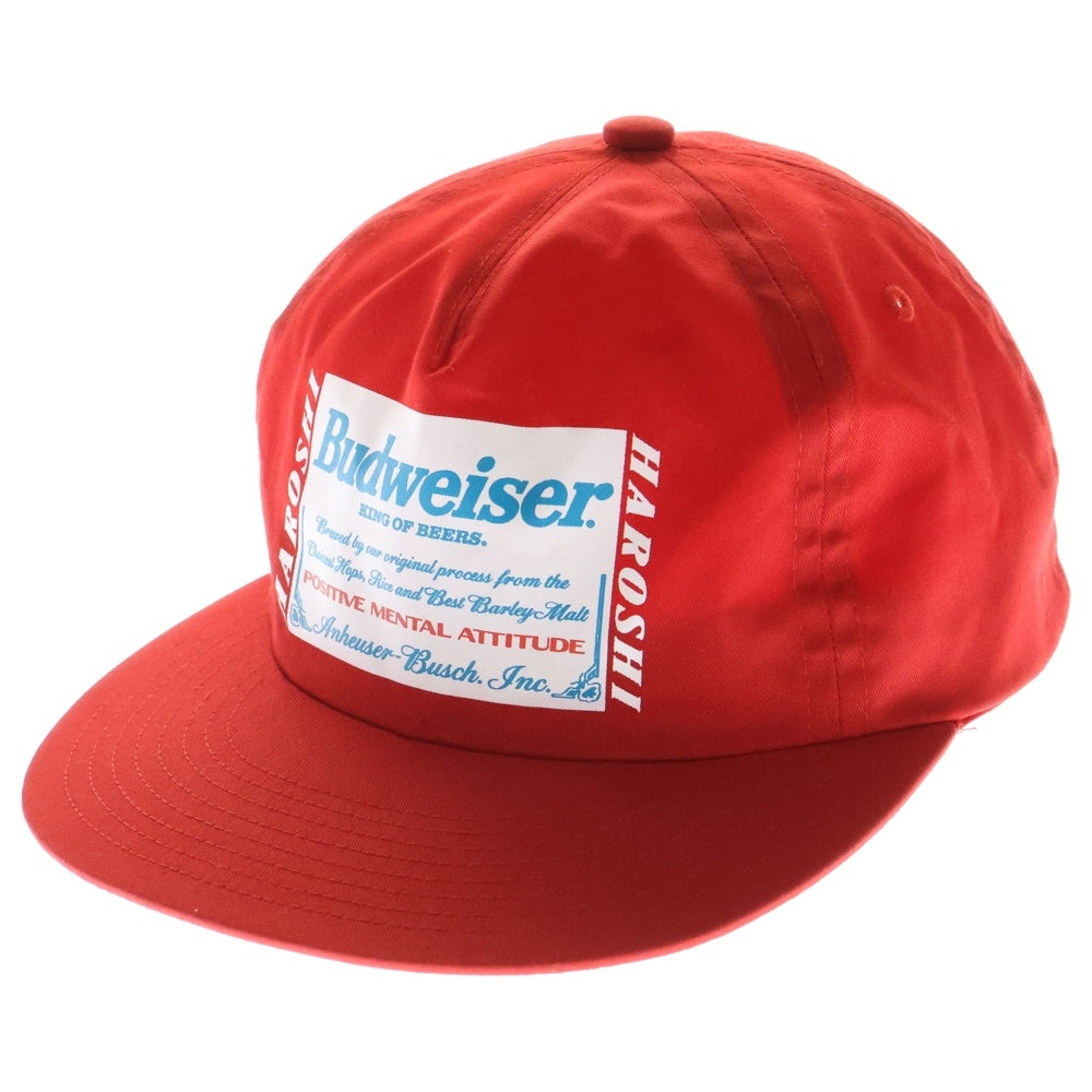 CHALLENGER(チャレンジャー) ×HAROSHI xBUDWEISER ×ハロシ ×バドワイザ- ロゴプリント ベースボールキャップ 帽子 レッド CLG BUD 025-004