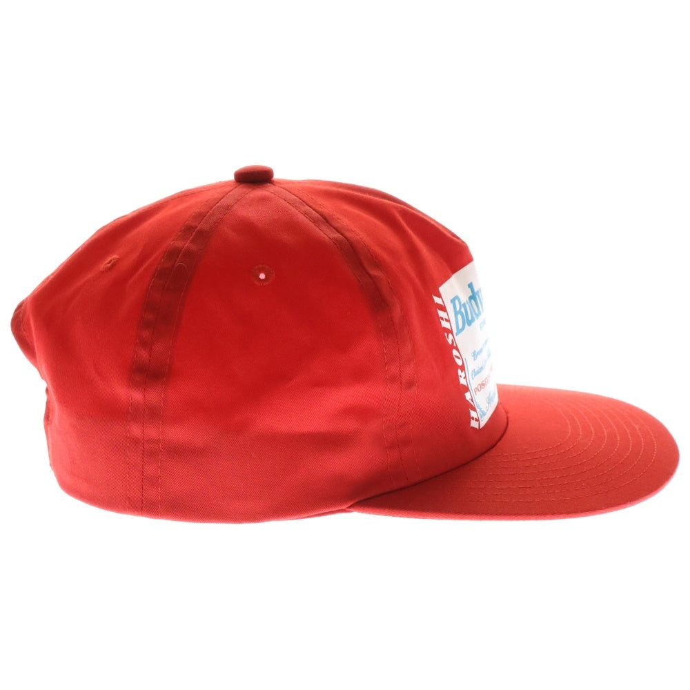 CHALLENGER(チャレンジャー) ×HAROSHI xBUDWEISER ×ハロシ ×バドワイザ- ロゴプリント ベースボールキャップ 帽子 レッド CLG BUD 025-004