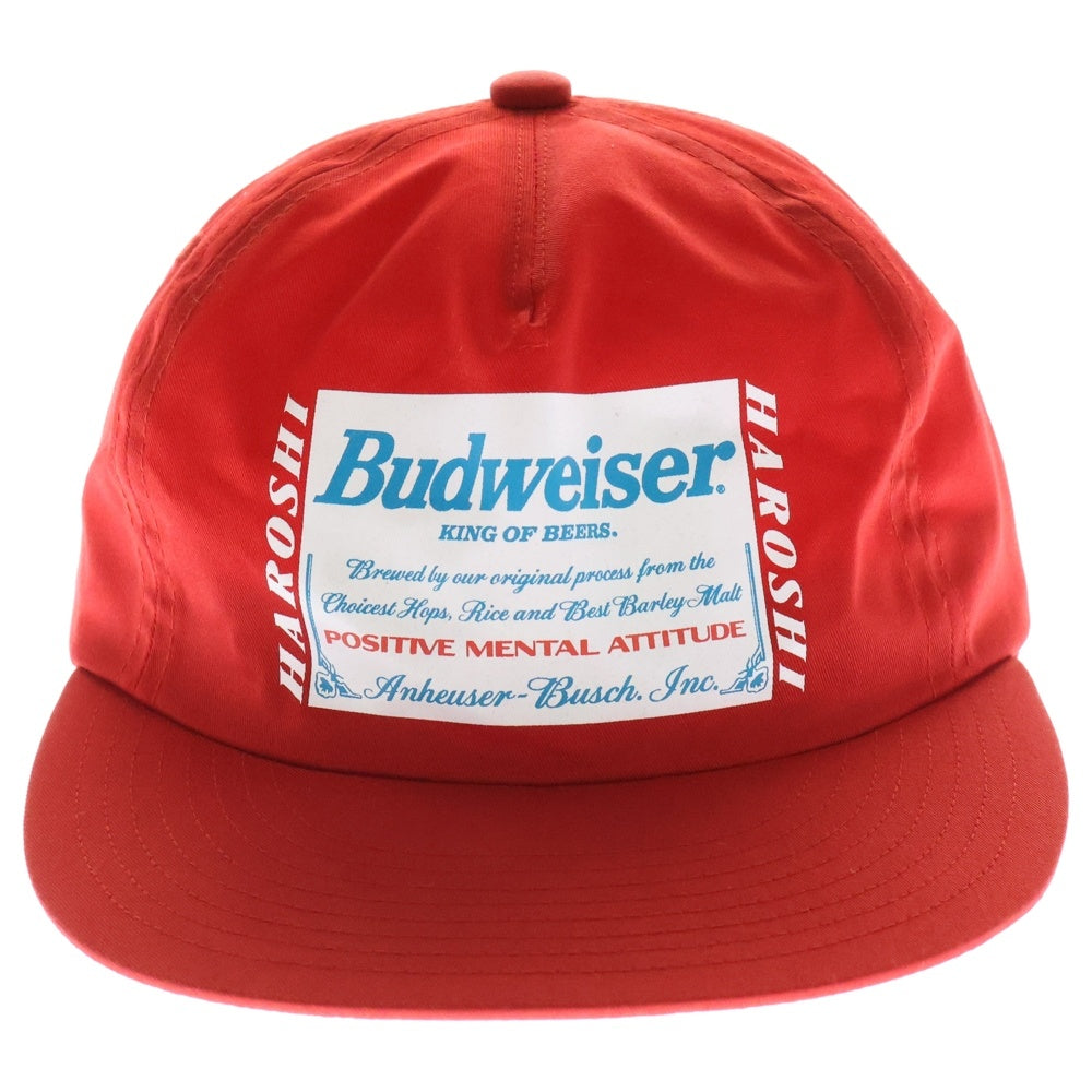 CHALLENGER(チャレンジャー) ×HAROSHI xBUDWEISER ×ハロシ ×バドワイザ- ロゴプリント ベースボールキャップ 帽子 レッド CLG BUD 025-004