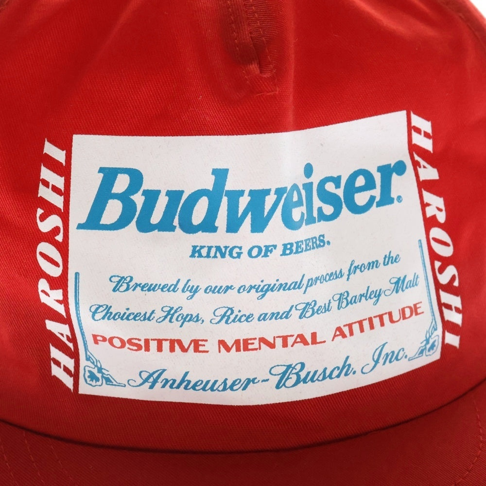 CHALLENGER(チャレンジャー) ×HAROSHI xBUDWEISER ×ハロシ ×バドワイザ- ロゴプリント ベースボールキャップ 帽子 レッド CLG BUD 025-004