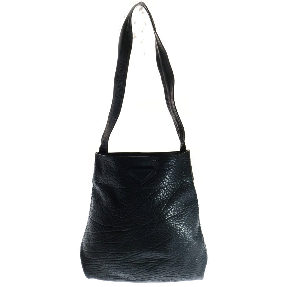 PRADA(プラダ) 22AW HAMMERED LEATHER HAND BAG ハンマードレザーハンドバッグ トライアングルロゴ トートバッグ ブラック 1BC173