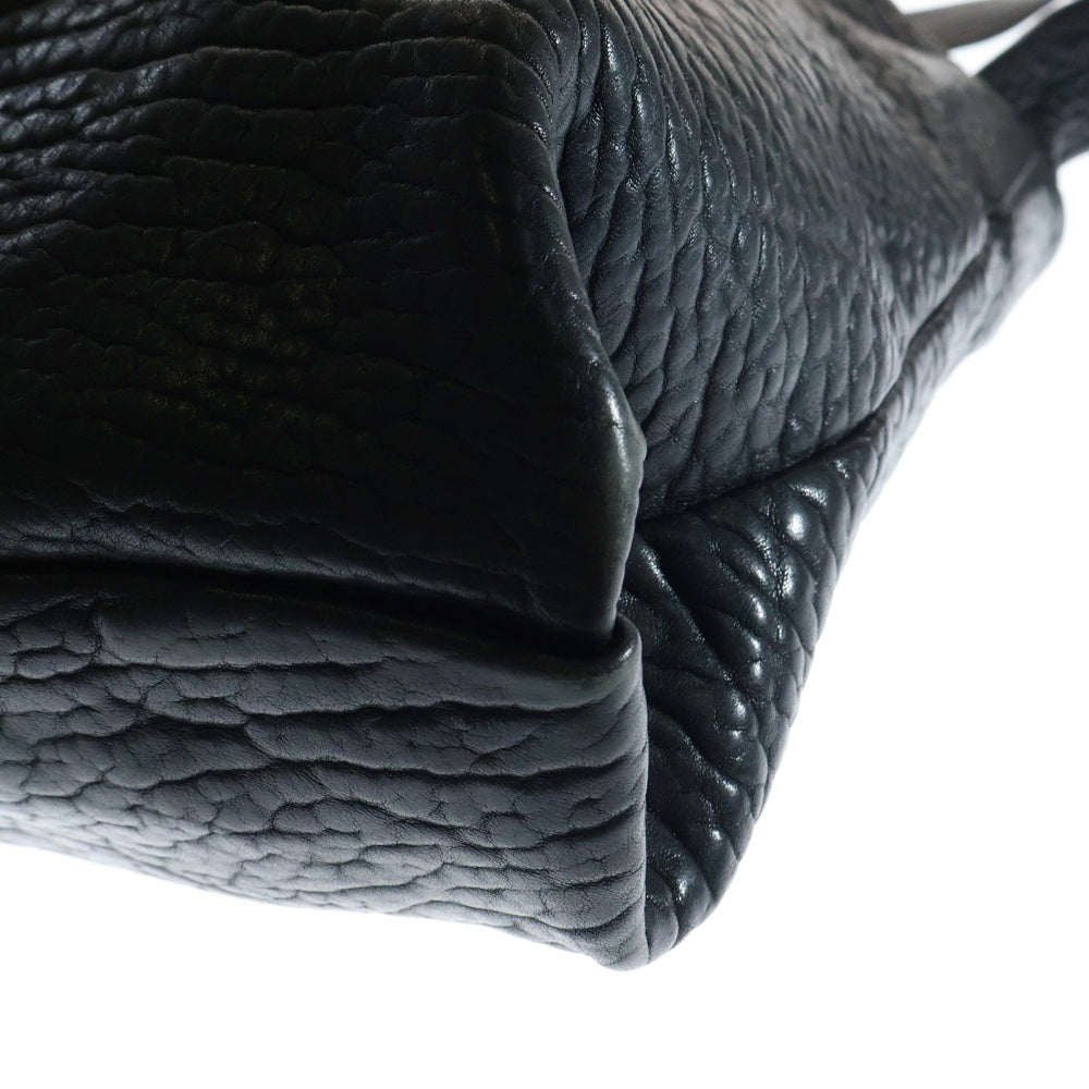 PRADA(プラダ) 22AW HAMMERED LEATHER HAND BAG ハンマードレザーハンドバッグ トライアングルロゴ トートバッグ ブラック 1BC173