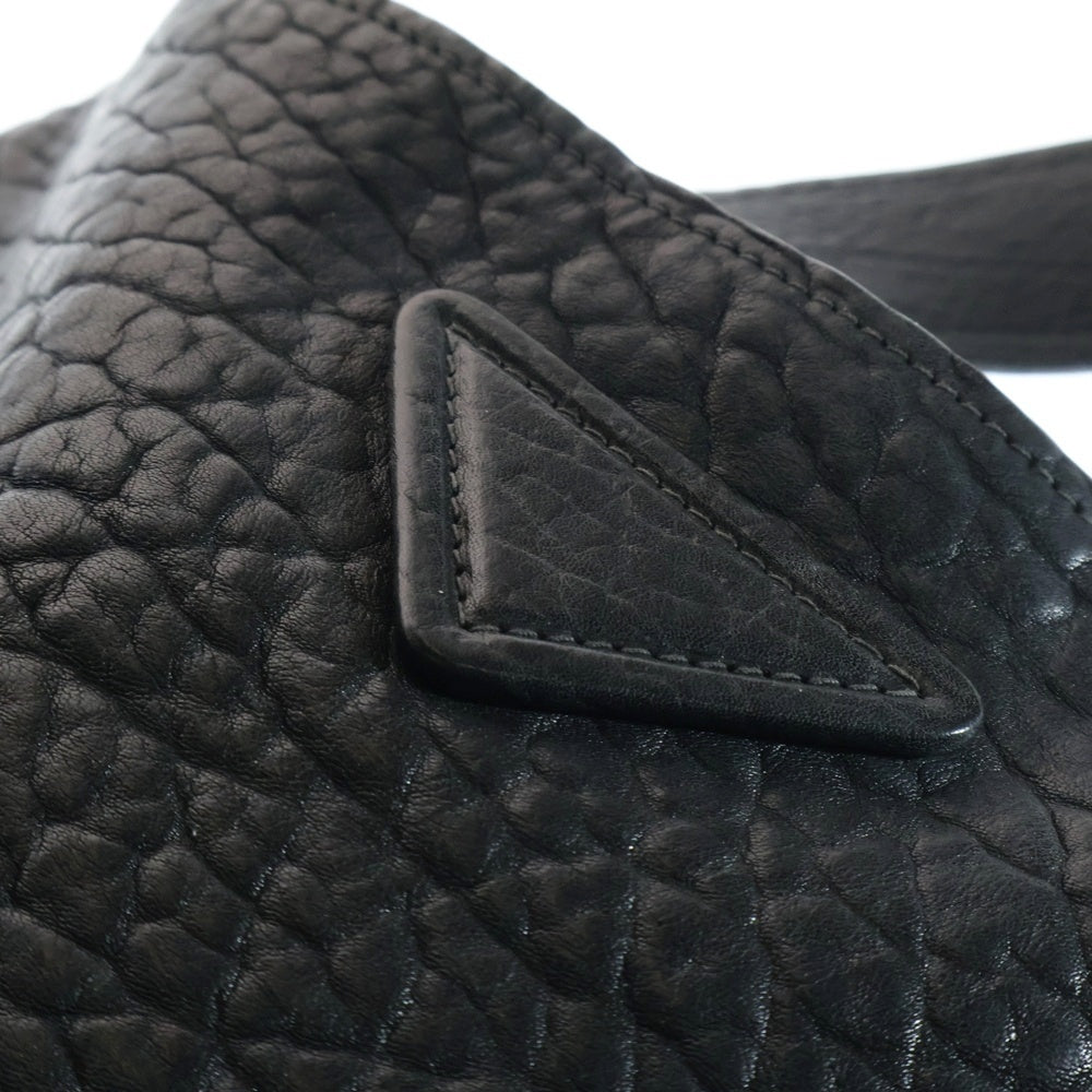 PRADA(プラダ) 22AW HAMMERED LEATHER HAND BAG ハンマードレザーハンドバッグ トライアングルロゴ トートバッグ ブラック 1BC173