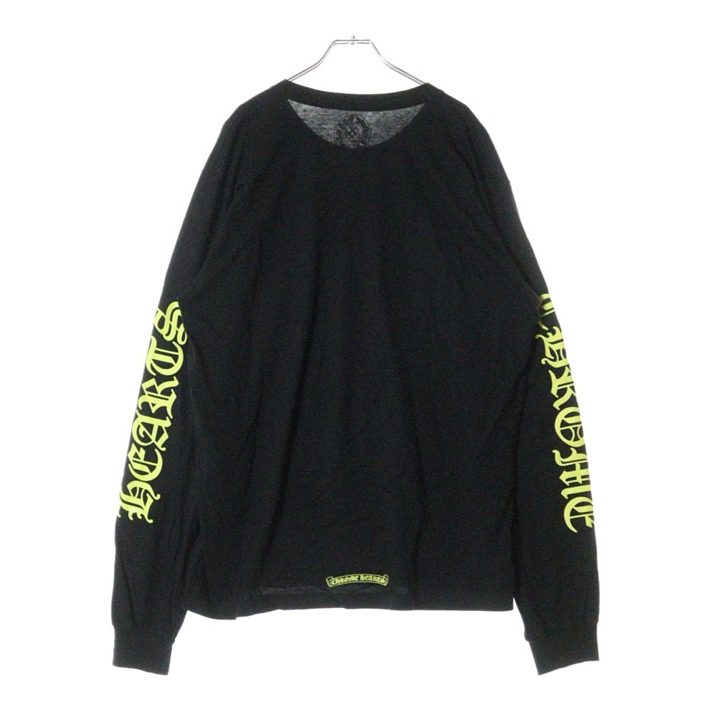 CHROME HEARTS(クロムハーツ) Neck Logo L/S Tee ネック ロゴ プリント長袖Tシャツ カットソー ブラック/イエロー