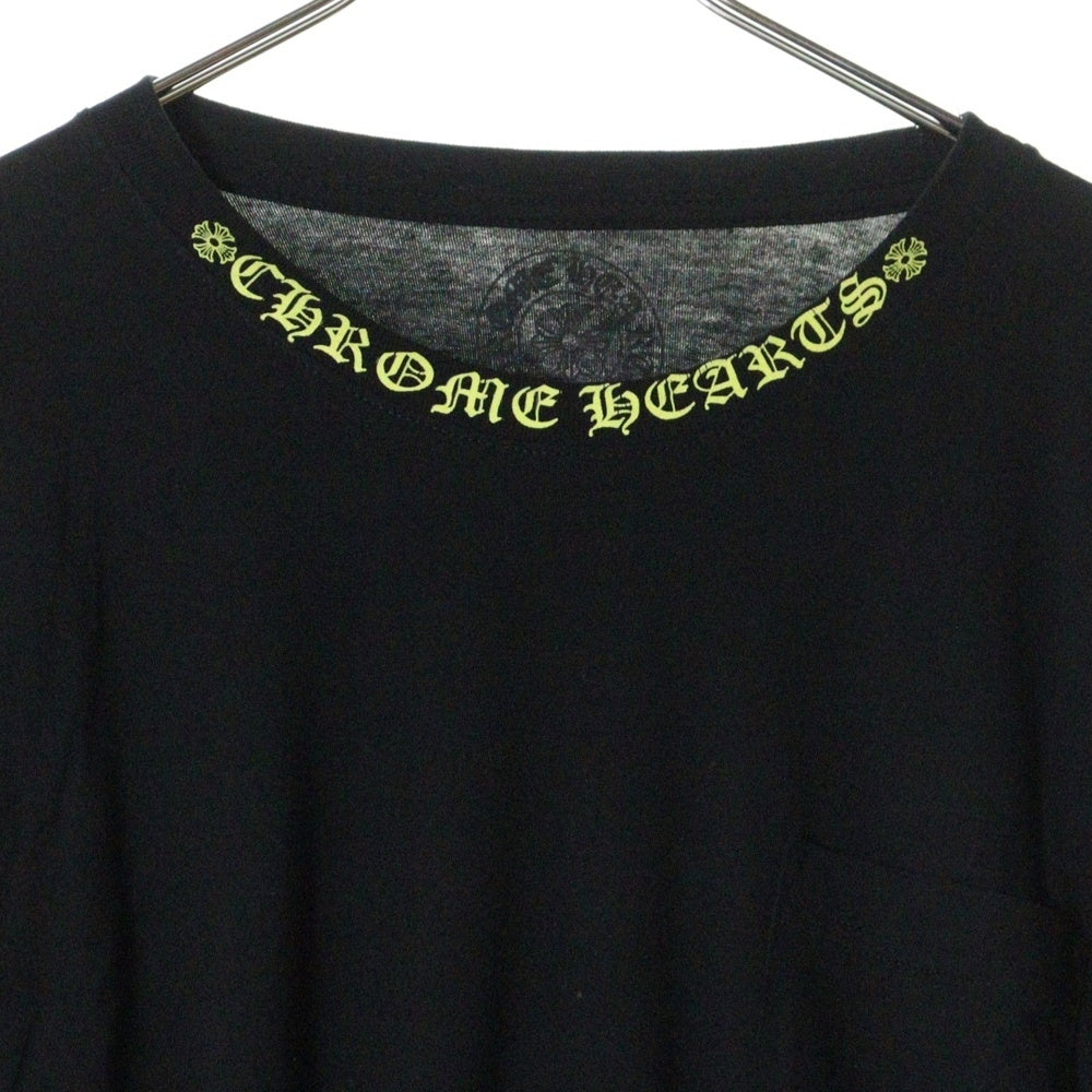 CHROME HEARTS(クロムハーツ) Neck Logo L/S Tee ネック ロゴ プリント長袖Tシャツ カットソー ブラック/イエロー