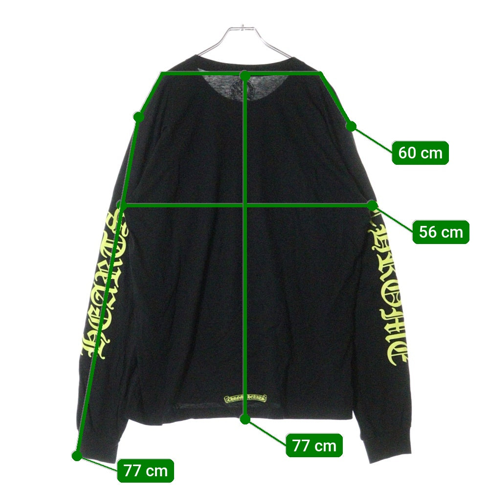 CHROME HEARTS(クロムハーツ) Neck Logo L/S Tee ネック ロゴ プリント長袖Tシャツ カットソー ブラック/イエロー