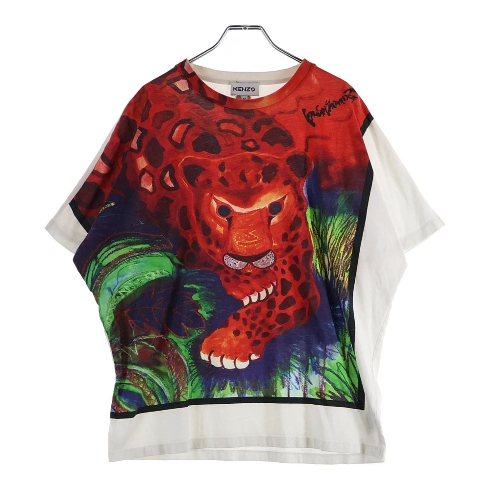KENZO(ケンゾー) ×KANSAI YAMAMOTO 山本寛斎 レオパードドルマンスリーブ 半袖Tシャツ ホワイト FB55TS0704SJ
